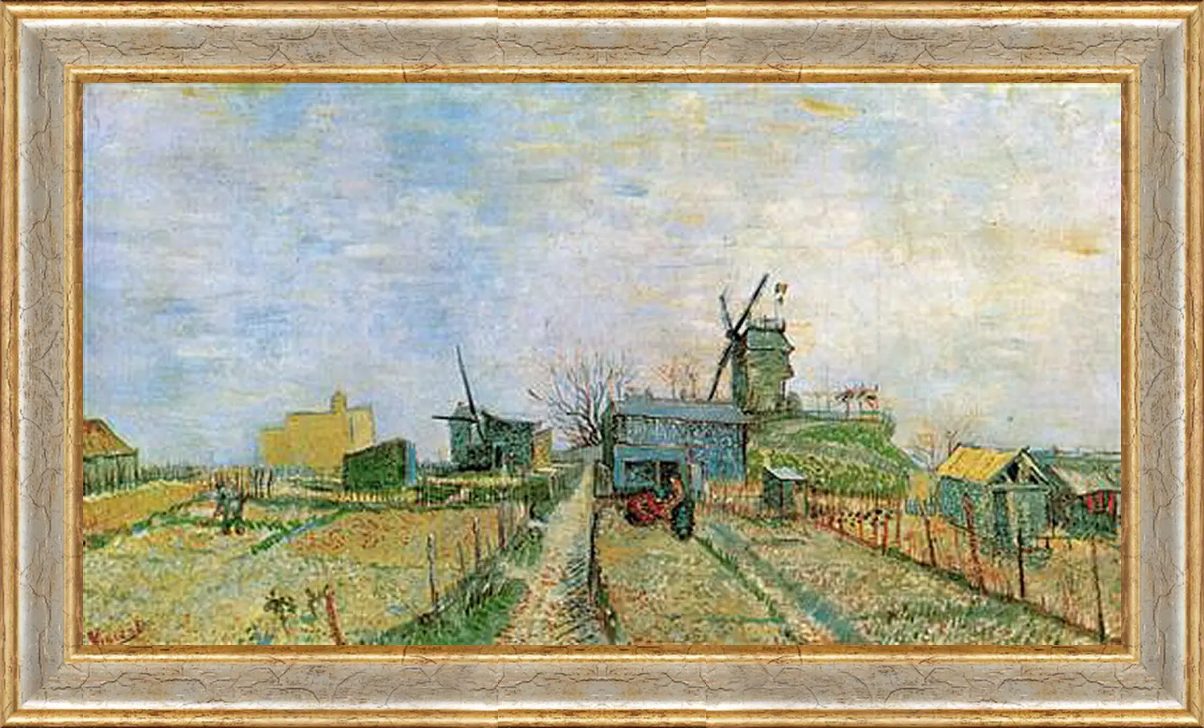 Картина в раме - Vegetable Garden in Montmartre. Винсент Ван Гог