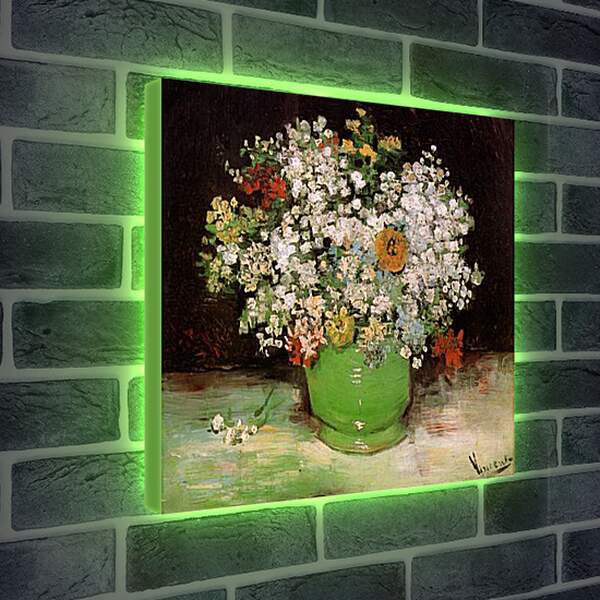 Лайтбокс световая панель - Vase with Zinnias and Other Flowers. Винсент Ван Гог