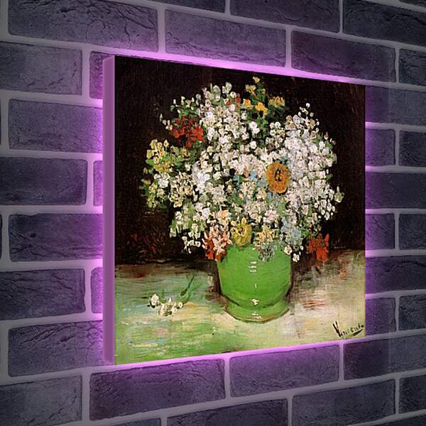 Лайтбокс световая панель - Vase with Zinnias and Other Flowers. Винсент Ван Гог
