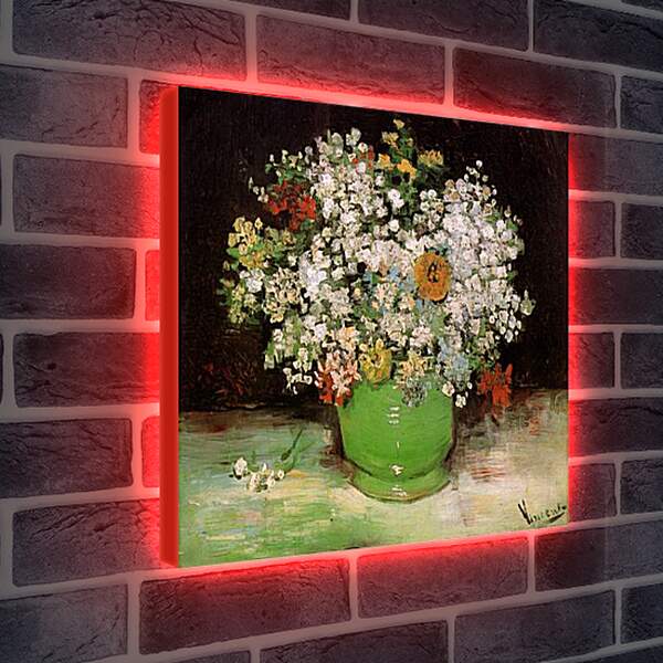 Лайтбокс световая панель - Vase with Zinnias and Other Flowers. Винсент Ван Гог