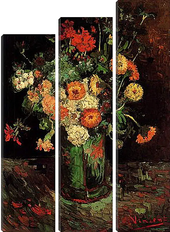 Модульная картина - Vase with Zinnias and Geraniums. Винсент Ван Гог