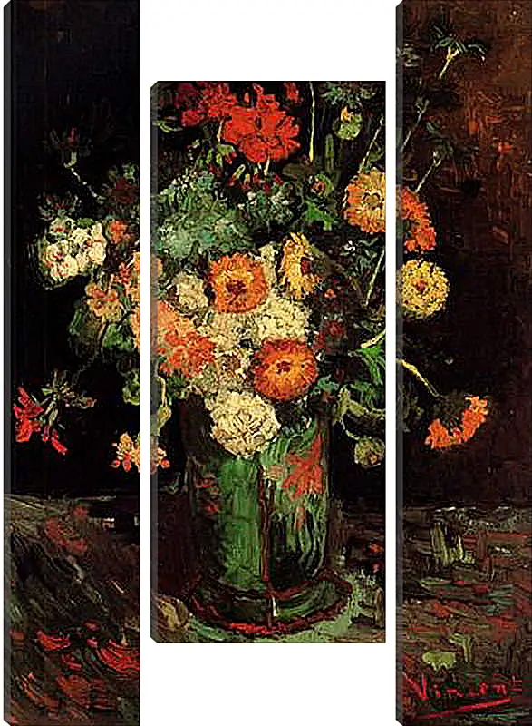 Модульная картина - Vase with Zinnias and Geraniums. Винсент Ван Гог