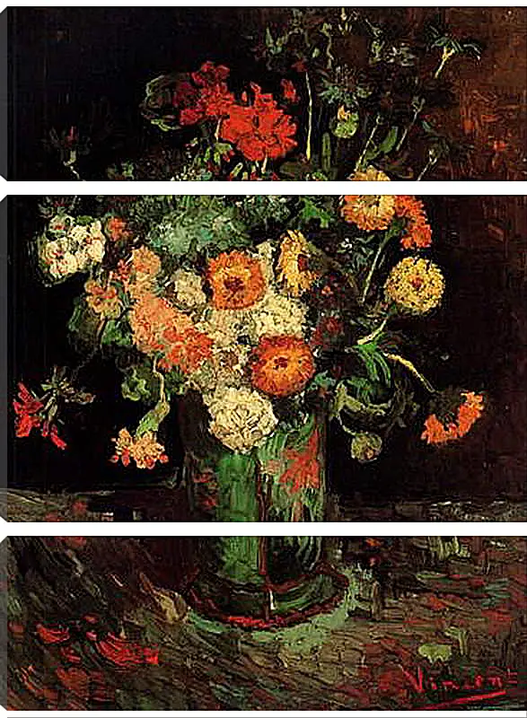 Модульная картина - Vase with Zinnias and Geraniums. Винсент Ван Гог