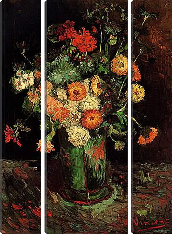 Модульная картина - Vase with Zinnias and Geraniums. Винсент Ван Гог