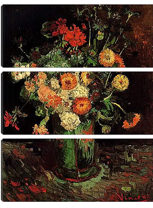 Модульная картина - Vase with Zinnias and Geraniums. Винсент Ван Гог