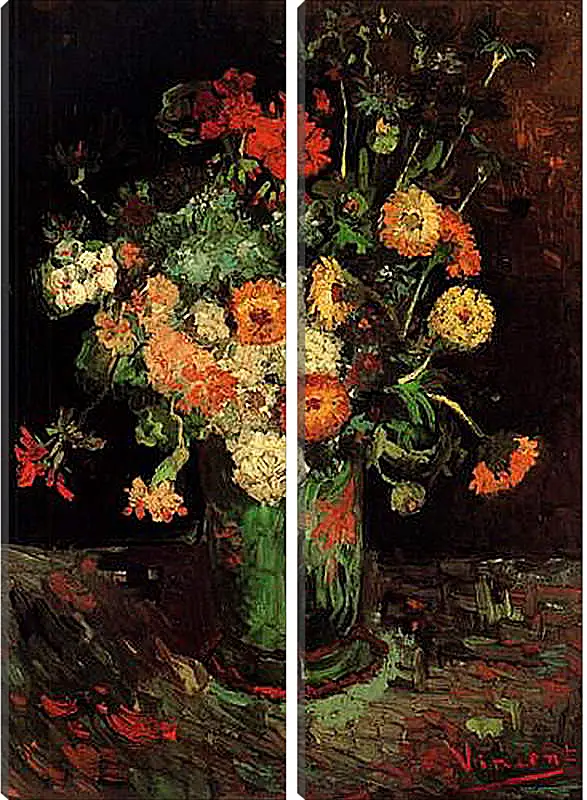 Модульная картина - Vase with Zinnias and Geraniums. Винсент Ван Гог