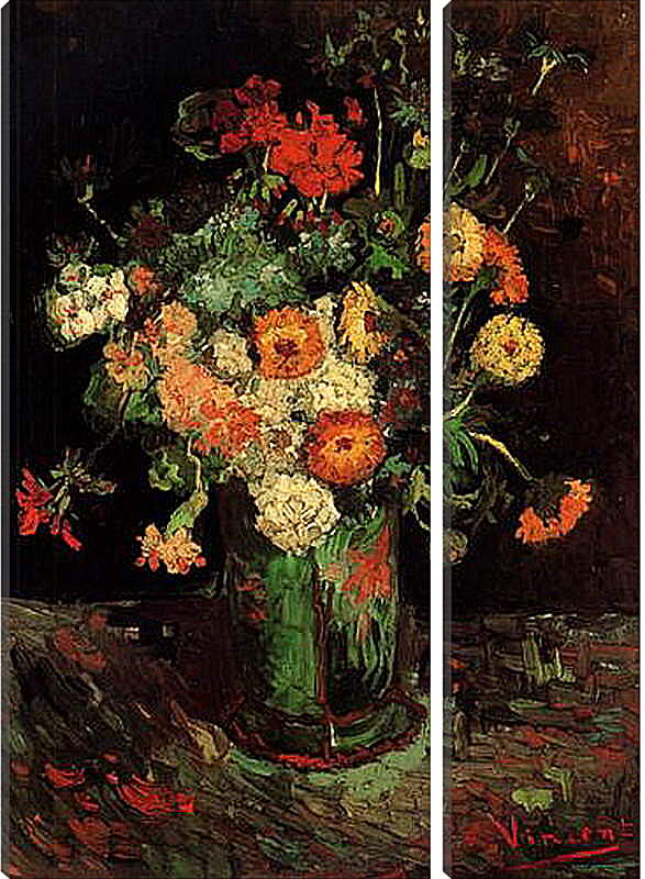 Модульная картина - Vase with Zinnias and Geraniums. Винсент Ван Гог
