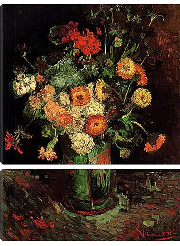 Модульная картина - Vase with Zinnias and Geraniums. Винсент Ван Гог