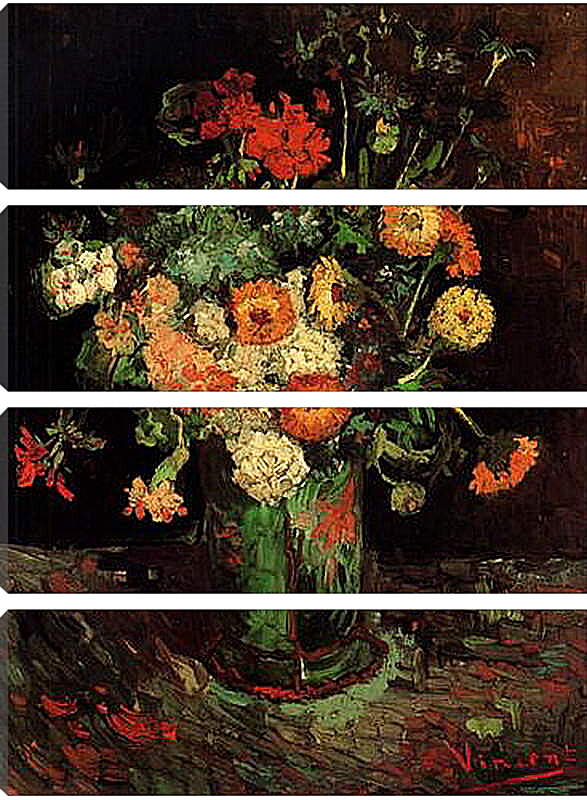 Модульная картина - Vase with Zinnias and Geraniums. Винсент Ван Гог