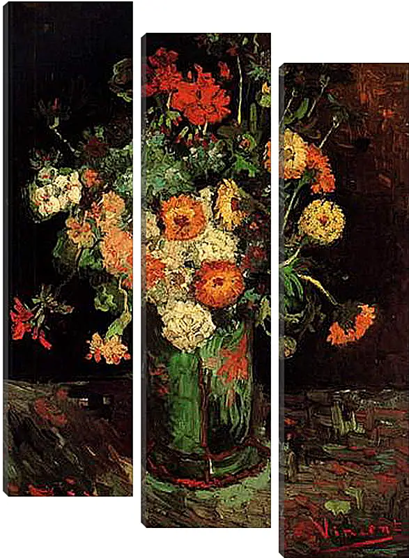 Модульная картина - Vase with Zinnias and Geraniums. Винсент Ван Гог