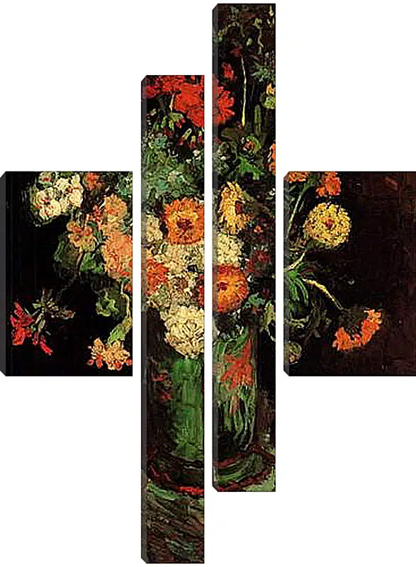 Модульная картина - Vase with Zinnias and Geraniums. Винсент Ван Гог