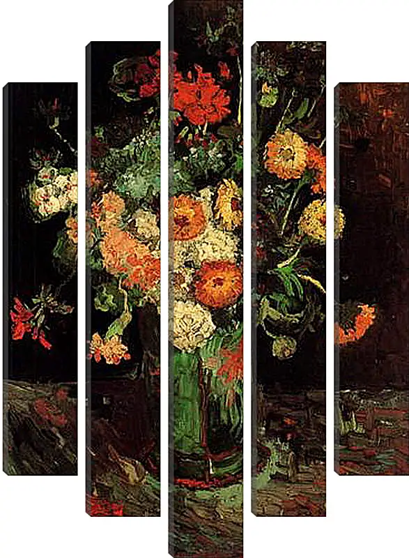 Модульная картина - Vase with Zinnias and Geraniums. Винсент Ван Гог