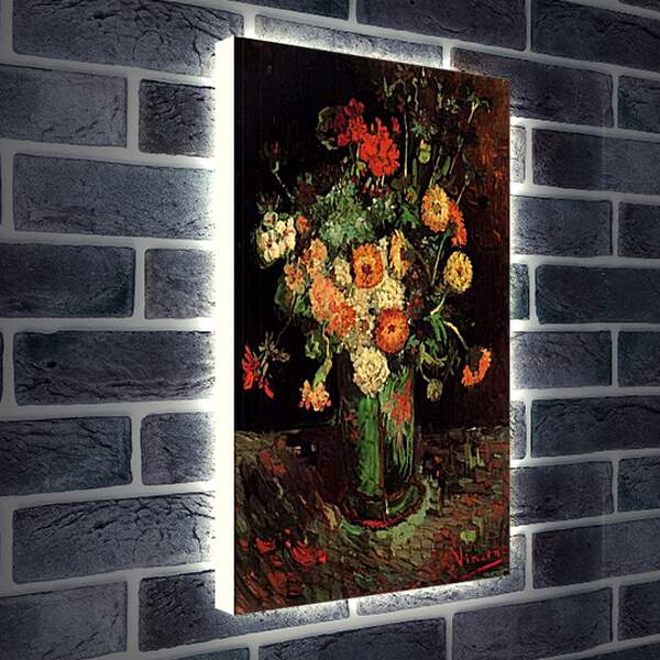 Лайтбокс световая панель - Vase with Zinnias and Geraniums. Винсент Ван Гог