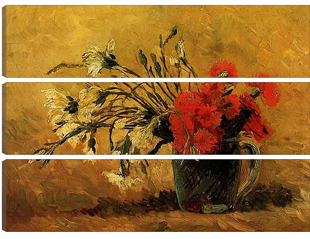 Модульная картина - Vase with Red and White Carnations on Yellow Background. Винсент Ван Гог