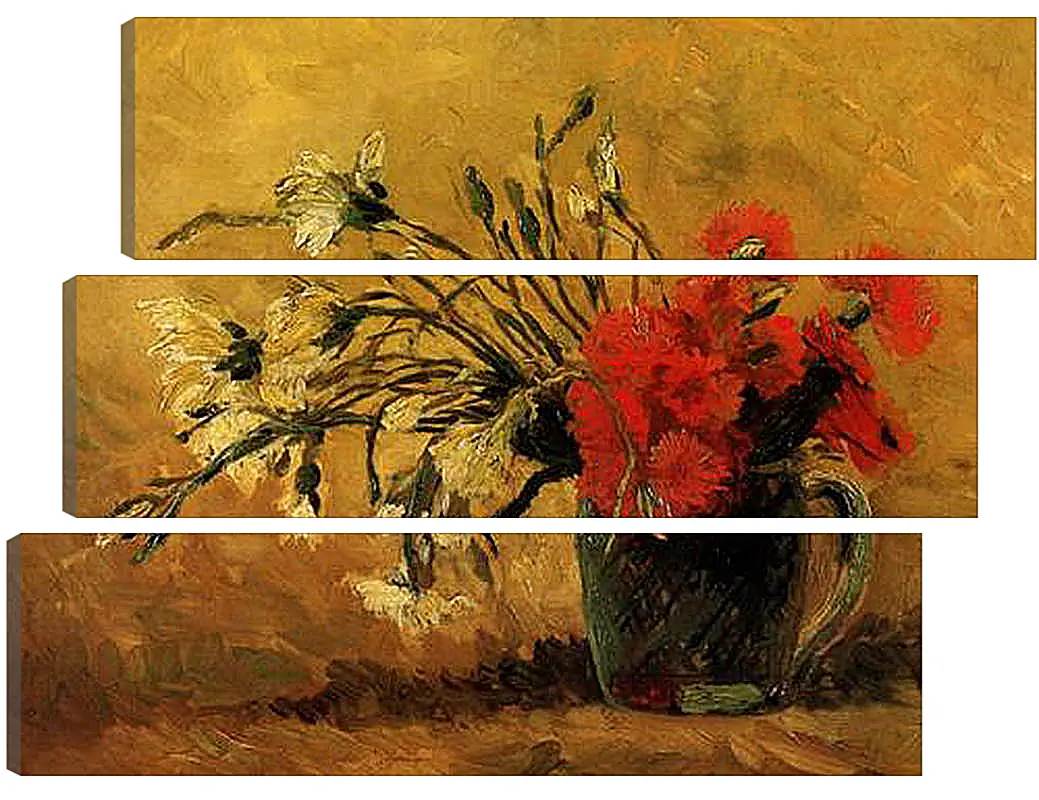 Модульная картина - Vase with Red and White Carnations on Yellow Background. Винсент Ван Гог