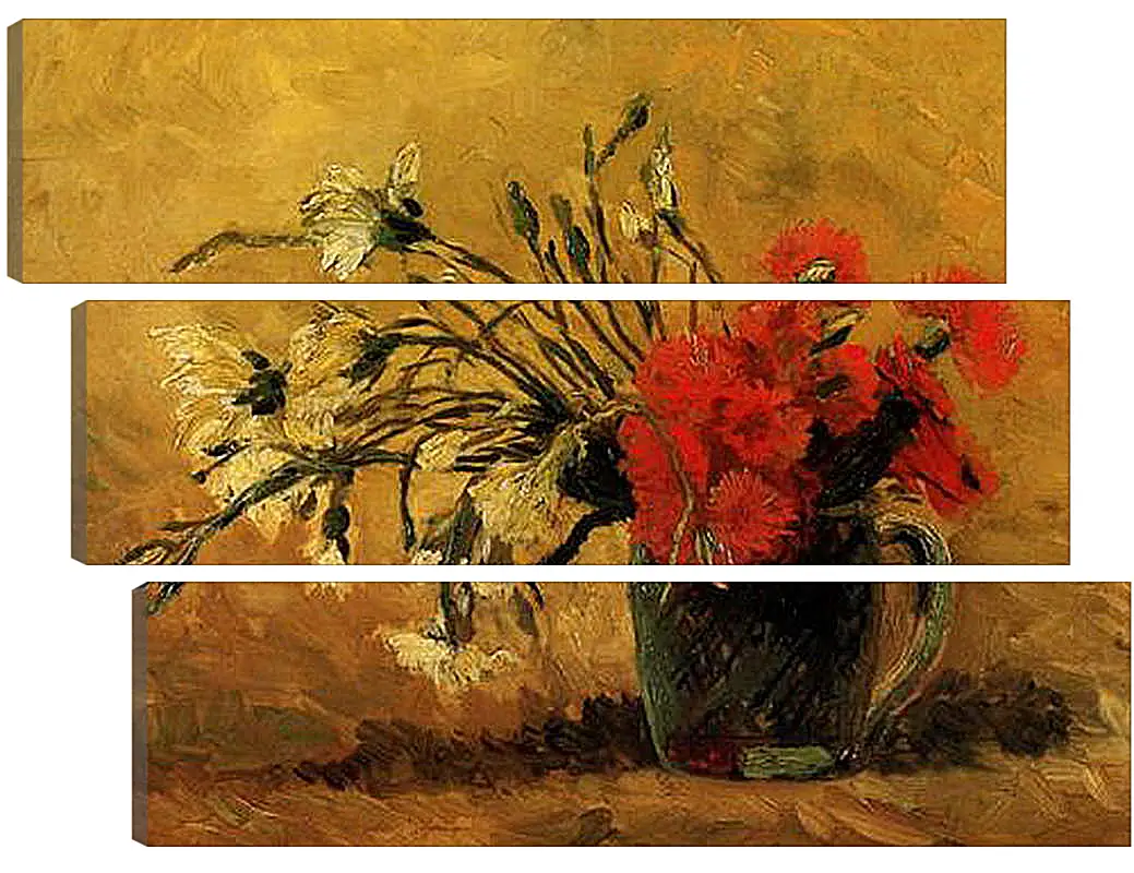 Модульная картина - Vase with Red and White Carnations on Yellow Background. Винсент Ван Гог