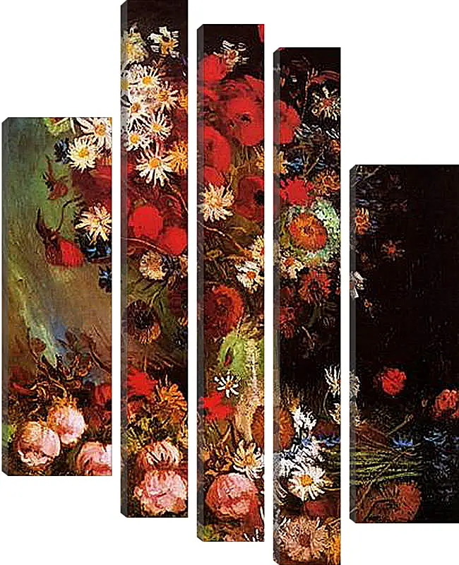 Модульная картина - Vase with Poppies, Cornflowers, Peonies and Chrysanthemums. Винсент Ван Гог