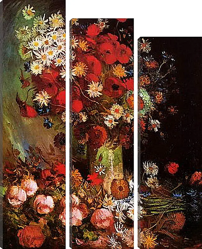 Модульная картина - Vase with Poppies, Cornflowers, Peonies and Chrysanthemums. Винсент Ван Гог