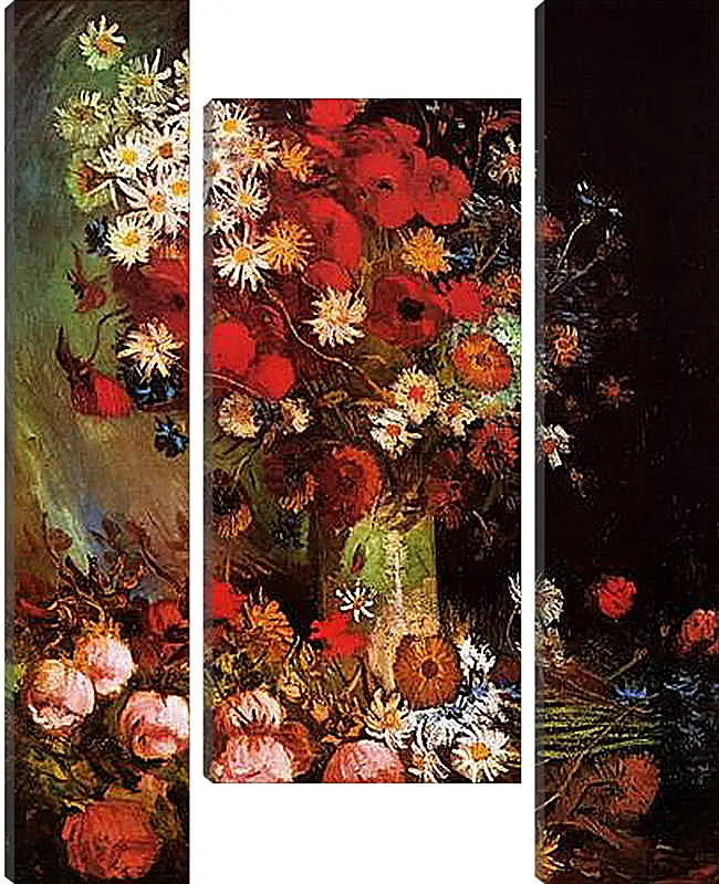 Модульная картина - Vase with Poppies, Cornflowers, Peonies and Chrysanthemums. Винсент Ван Гог