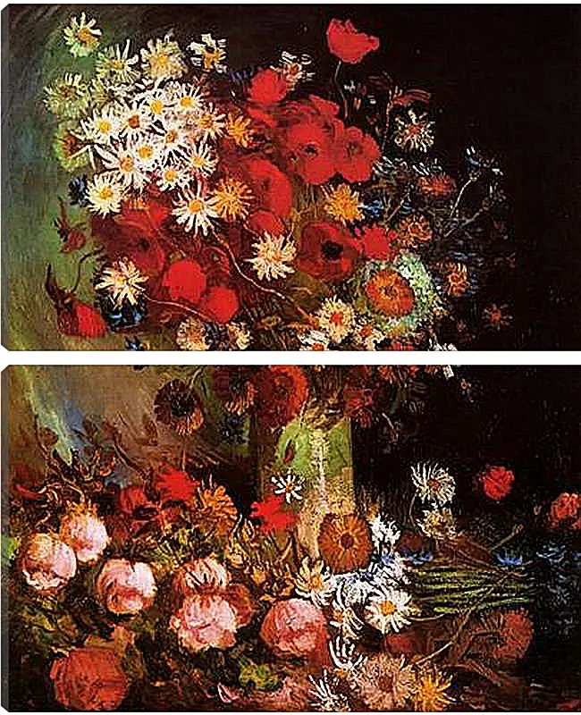 Модульная картина - Vase with Poppies, Cornflowers, Peonies and Chrysanthemums. Винсент Ван Гог