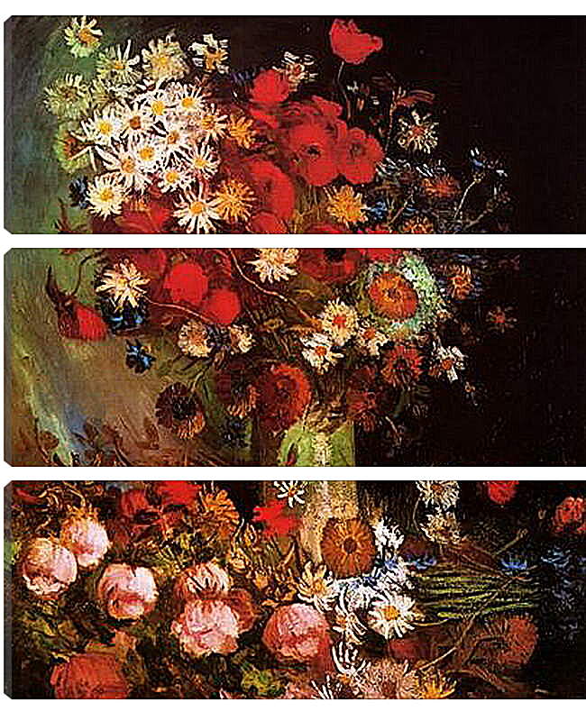 Модульная картина - Vase with Poppies, Cornflowers, Peonies and Chrysanthemums. Винсент Ван Гог