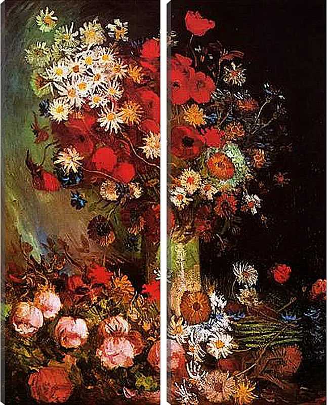 Модульная картина - Vase with Poppies, Cornflowers, Peonies and Chrysanthemums. Винсент Ван Гог