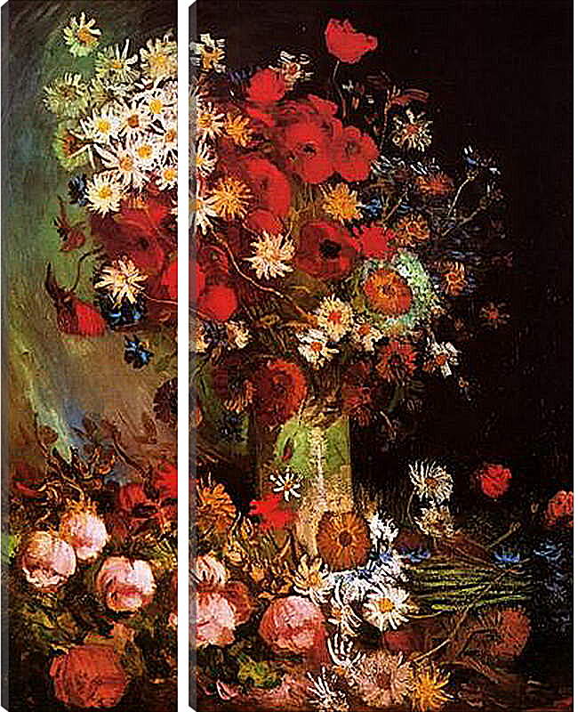 Модульная картина - Vase with Poppies, Cornflowers, Peonies and Chrysanthemums. Винсент Ван Гог
