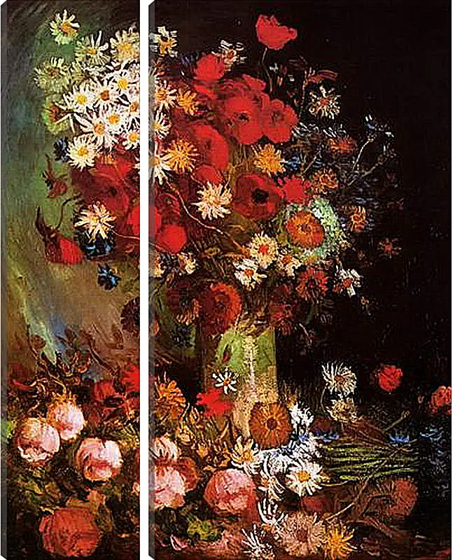 Модульная картина - Vase with Poppies, Cornflowers, Peonies and Chrysanthemums. Винсент Ван Гог