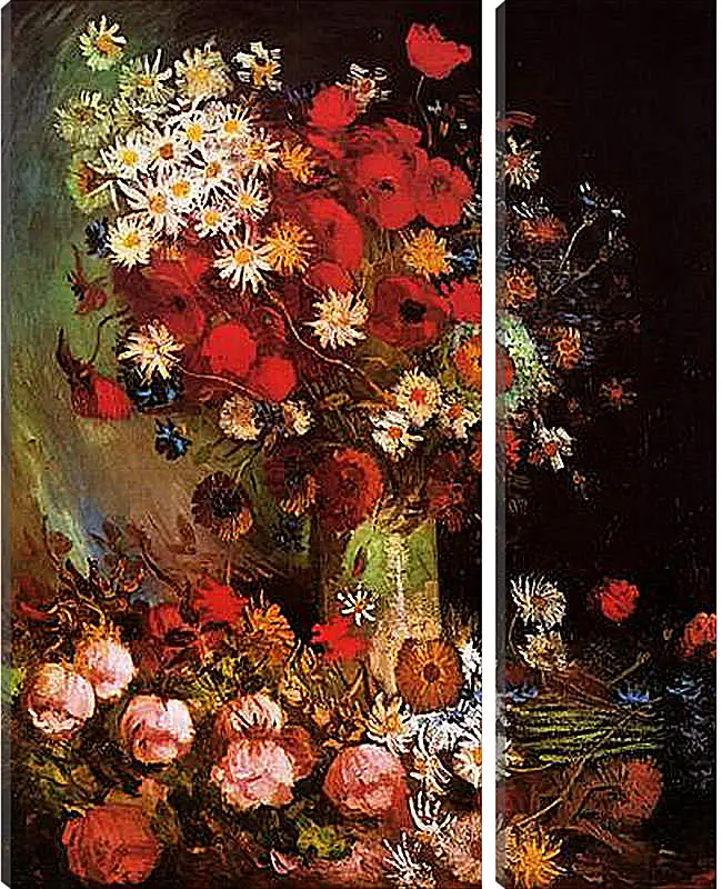 Модульная картина - Vase with Poppies, Cornflowers, Peonies and Chrysanthemums. Винсент Ван Гог