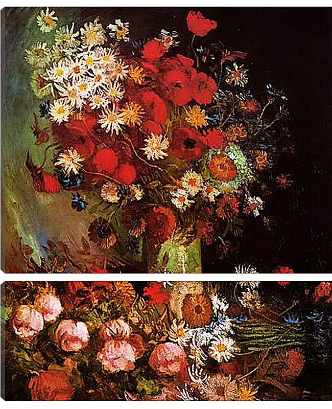 Модульная картина - Vase with Poppies, Cornflowers, Peonies and Chrysanthemums. Винсент Ван Гог