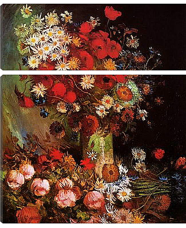Модульная картина - Vase with Poppies, Cornflowers, Peonies and Chrysanthemums. Винсент Ван Гог