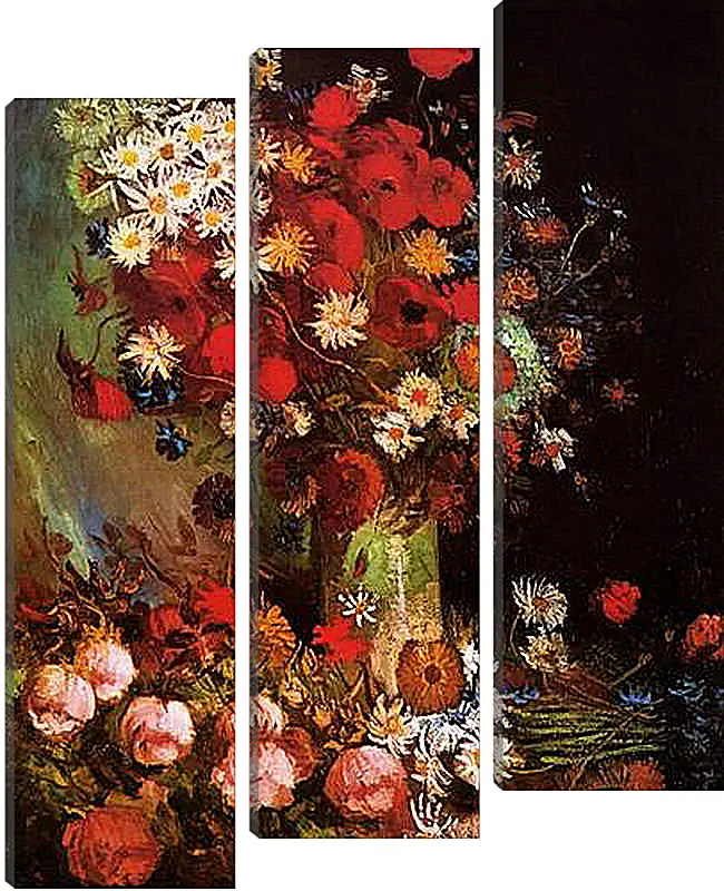 Модульная картина - Vase with Poppies, Cornflowers, Peonies and Chrysanthemums. Винсент Ван Гог