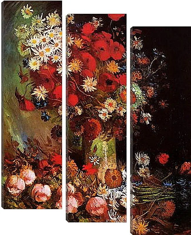 Модульная картина - Vase with Poppies, Cornflowers, Peonies and Chrysanthemums. Винсент Ван Гог