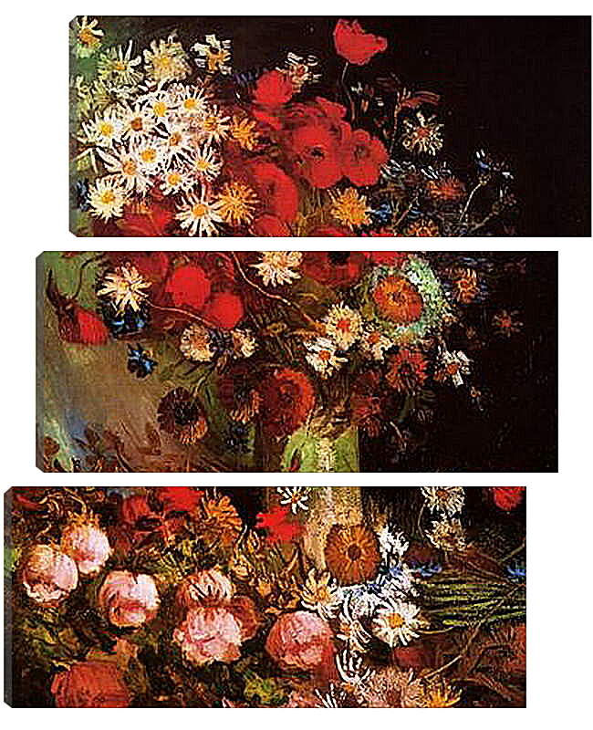 Модульная картина - Vase with Poppies, Cornflowers, Peonies and Chrysanthemums. Винсент Ван Гог
