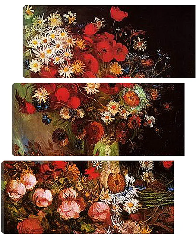 Модульная картина - Vase with Poppies, Cornflowers, Peonies and Chrysanthemums. Винсент Ван Гог