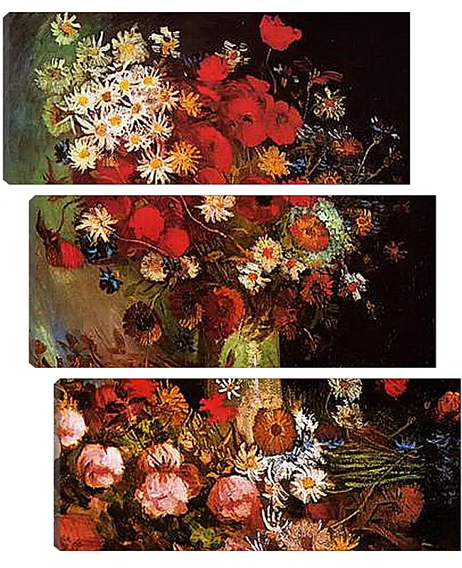 Модульная картина - Vase with Poppies, Cornflowers, Peonies and Chrysanthemums. Винсент Ван Гог