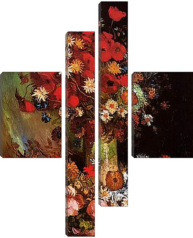 Модульная картина - Vase with Poppies, Cornflowers, Peonies and Chrysanthemums. Винсент Ван Гог