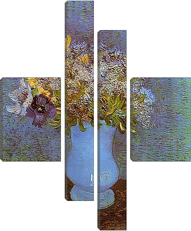 Модульная картина - Vase with Lilacs, Daisies and Anemones. Винсент Ван Гог