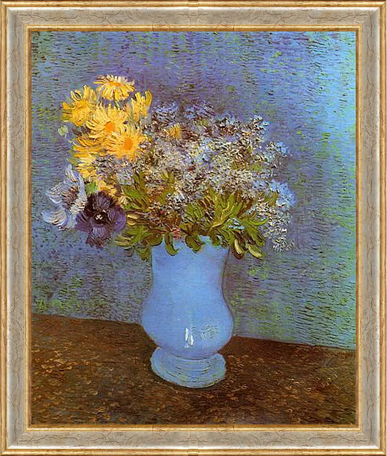 Картина в раме - Vase with Lilacs, Daisies and Anemones. Винсент Ван Гог
