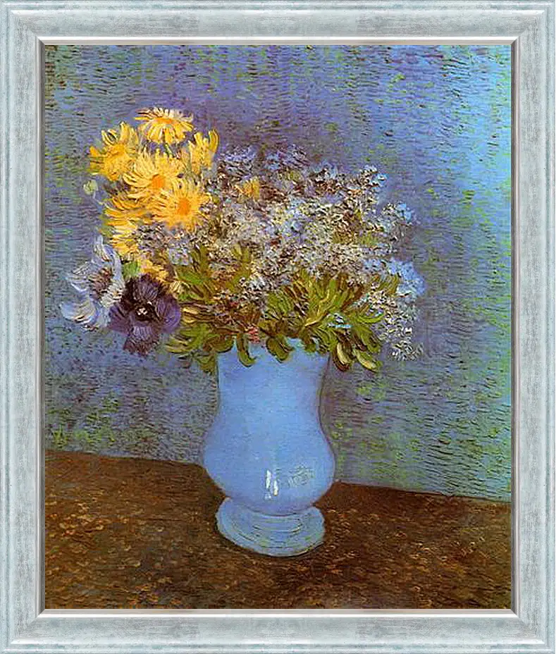 Картина в раме - Vase with Lilacs, Daisies and Anemones. Винсент Ван Гог
