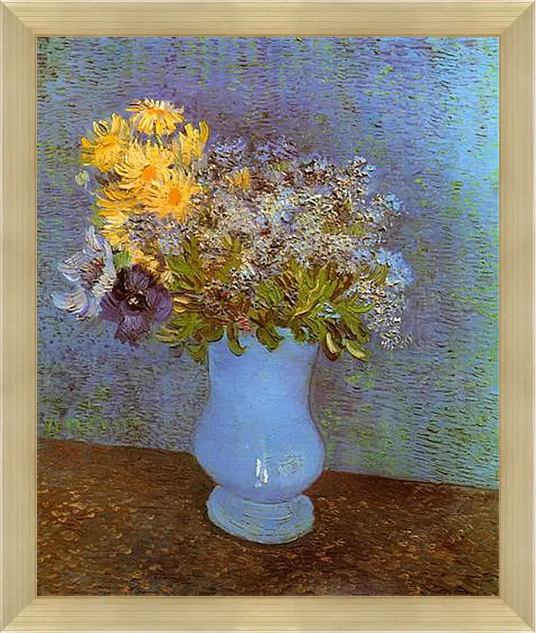 Картина в раме - Vase with Lilacs, Daisies and Anemones. Винсент Ван Гог
