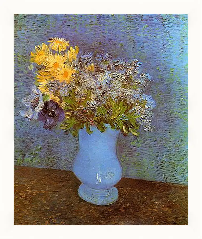 Картина в раме - Vase with Lilacs, Daisies and Anemones. Винсент Ван Гог