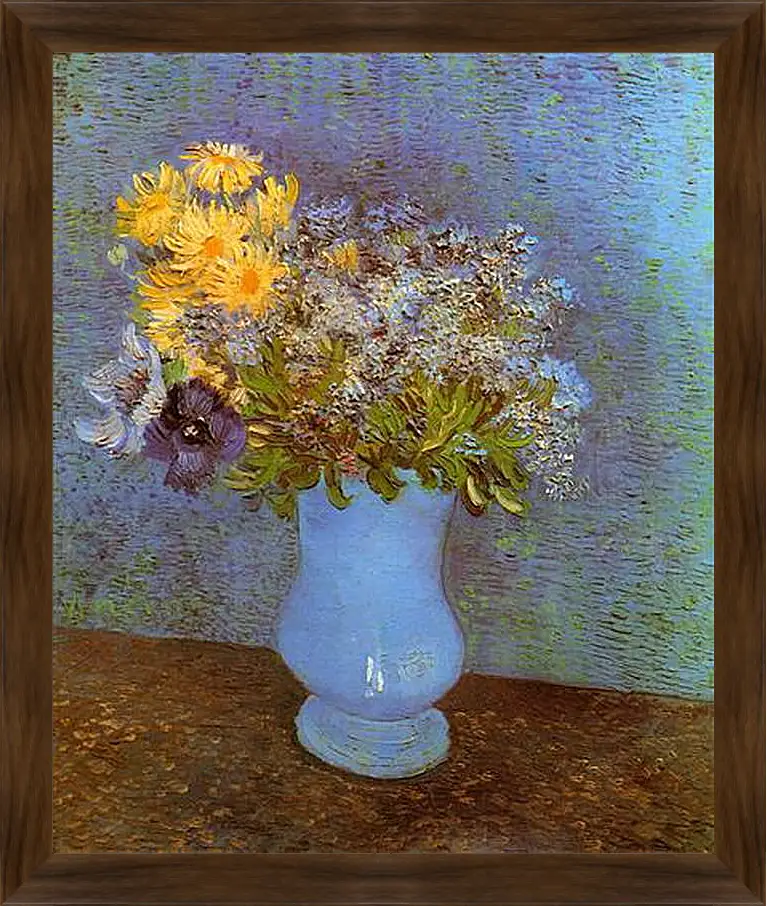 Картина в раме - Vase with Lilacs, Daisies and Anemones. Винсент Ван Гог