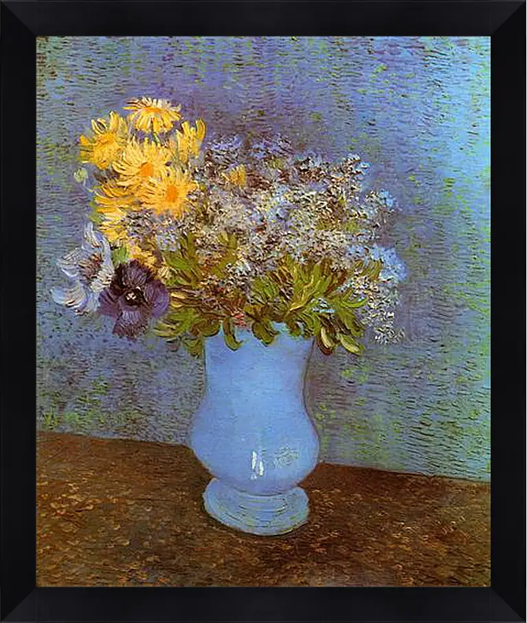 Картина в раме - Vase with Lilacs, Daisies and Anemones. Винсент Ван Гог
