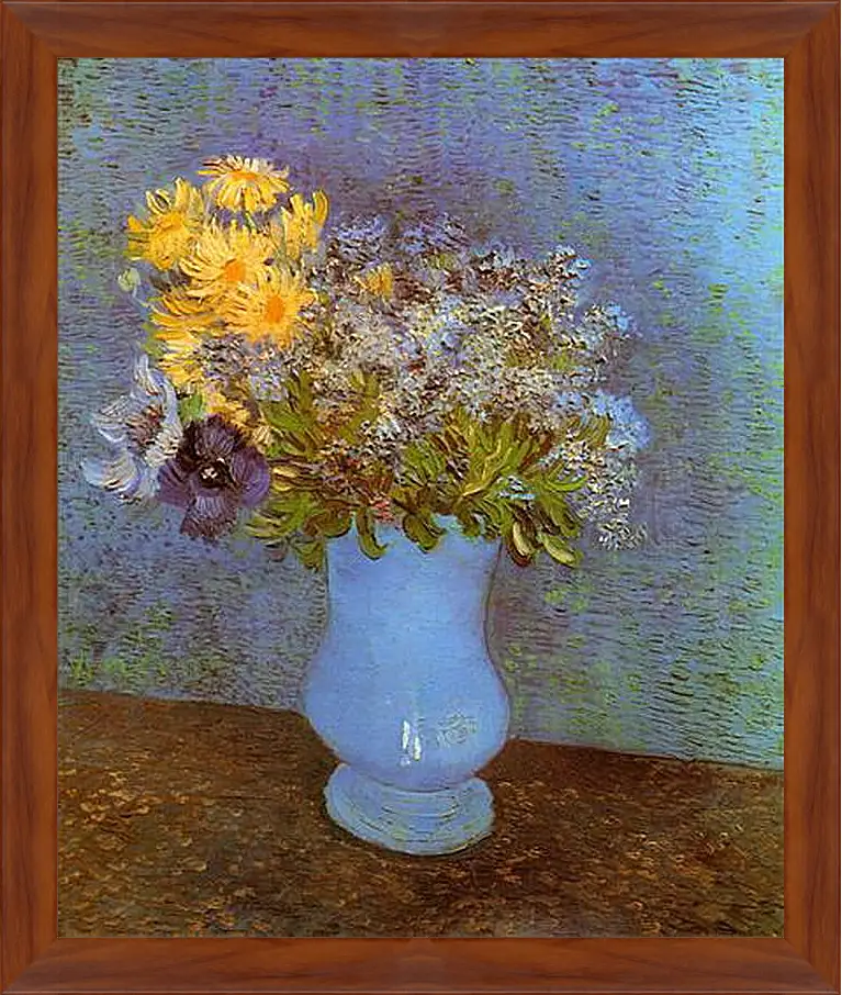 Картина в раме - Vase with Lilacs, Daisies and Anemones. Винсент Ван Гог