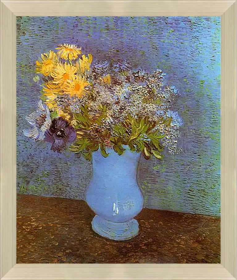 Картина в раме - Vase with Lilacs, Daisies and Anemones. Винсент Ван Гог