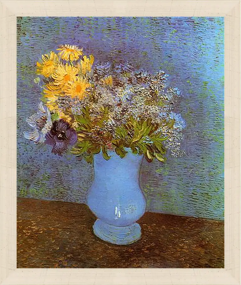 Картина в раме - Vase with Lilacs, Daisies and Anemones. Винсент Ван Гог
