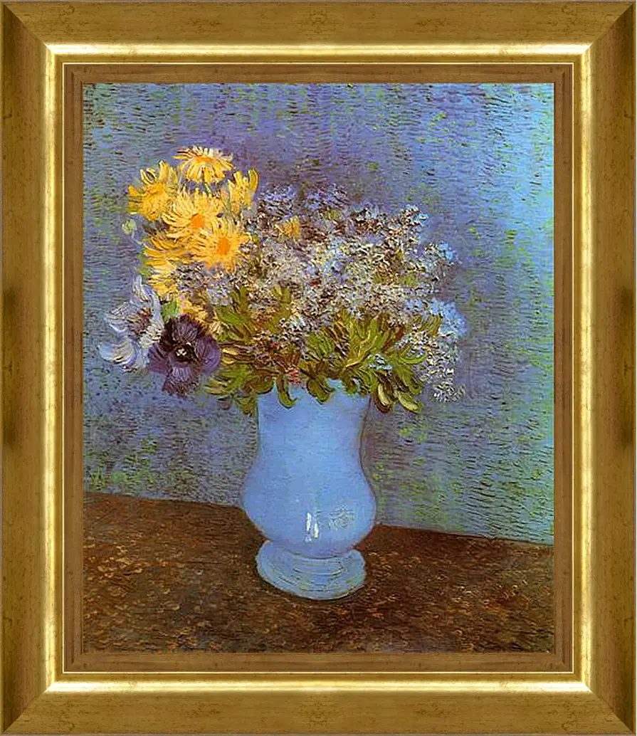 Картина в раме - Vase with Lilacs, Daisies and Anemones. Винсент Ван Гог