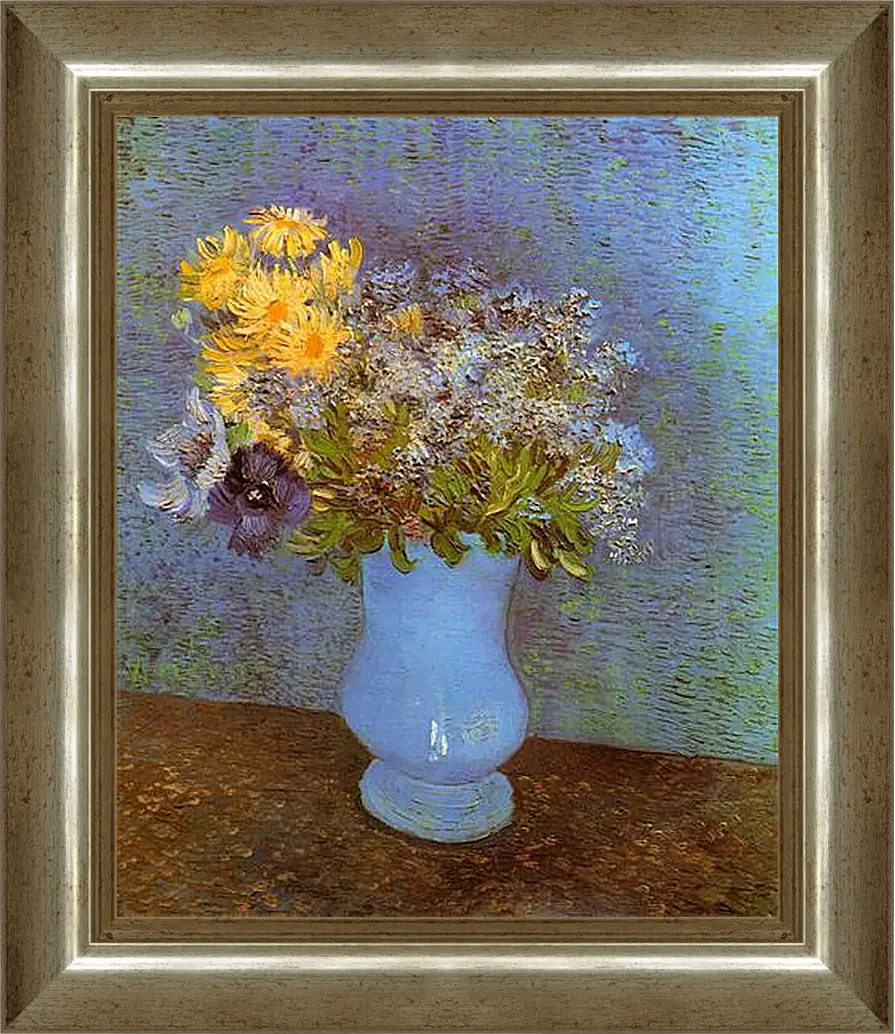 Картина в раме - Vase with Lilacs, Daisies and Anemones. Винсент Ван Гог
