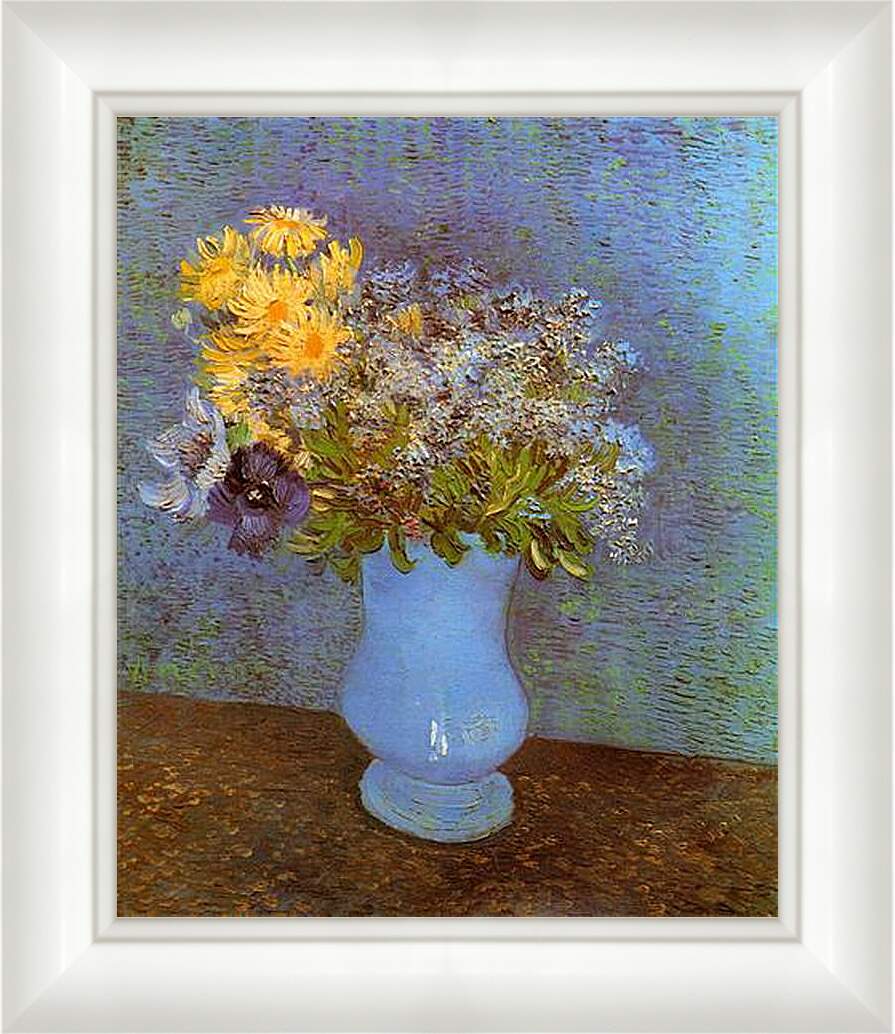 Картина в раме - Vase with Lilacs, Daisies and Anemones. Винсент Ван Гог